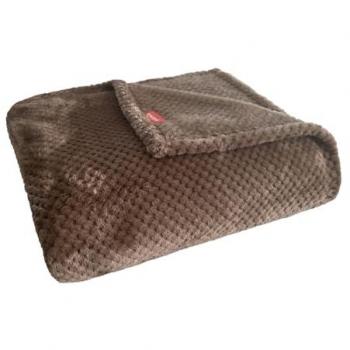 Manta Plaid de Terciopelo Extrasuave con Diseño Piel de Piña para Cama y Sofá - 130x150cm Color Marrón Pikolin Home
