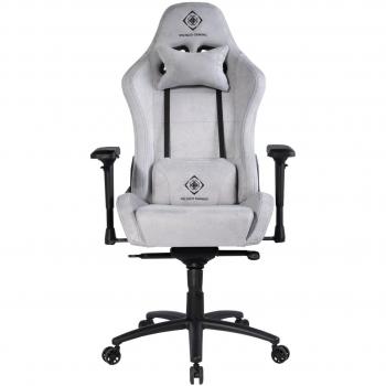 Silla Gaming Deltaco DC440 Alcántara Ergonométrica Ajustable con Cojines para Cuello y Espalda - Gris Claro, Soporta hasta 130 kg