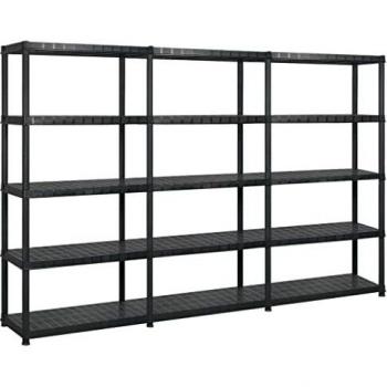 Estanterías de almacenaje 5 niveles plástico negro 255x40x185cm