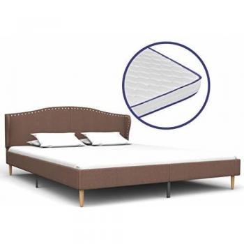 vidaXL Cama con Colchón Viscoelástico Tela Mobiliario Hogar Descanso Decoración Atractiva Elegante Dormitorio Robusta Duradera Marrón 180x200cm