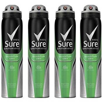 4 x 250ml Sure Men Quantum 48h Dry Anti-Perspirant Deodorants