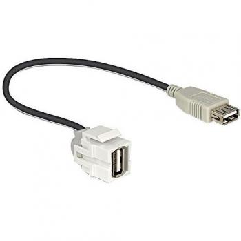 Adaptador Delock USB 2.0 A a USB 2.0 A, Keystone de 250° con cable de 1.24 m, color negro