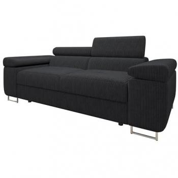 Sofá Comfivo S105, Tapizado en gris, con patas de metal, 198 x 70 x 102 cm, diseño moderno y reposacabezas ajustables