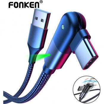 Cable USB Tipo C 3A de carga rápida con rotación de 180 grados para Samsung Galaxy, Xiaomi y Huawei - 2M color negro