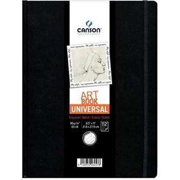 Canson Art Book Universal Cuad 21.6 x 27.9 cm, 112 Hojas, Grano Fino 96 g, Negro