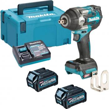 Llave de impacto inalámbrica Makita 40V Max XGT 760Nm/1100Nm con portabrocas de 1/2 y 2 baterías de 2.5Ah