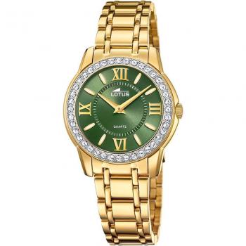 Reloj Lotus Bliss 18888/4 para Mujer, Esfera Verde, Caja de Acero Inoxidable 316L Dorado