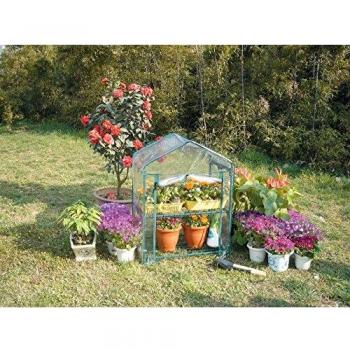 Mini invernadero de jardín para terrazas y balcones con 2 estantes en acero y PVC, dimensiones 69x49x95 cm