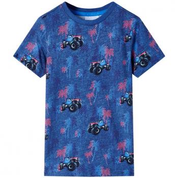 Camiseta para Niños con Estampado de Coches Monster Truck Azul Oscuro Talla 104