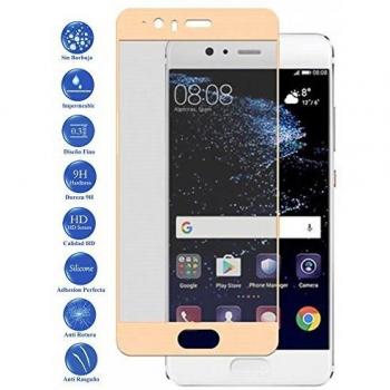 Todotumovil Protector de Pantalla Huawei P10 Dorado Completo 3D Cristal Templado Vidrio Curvo para movil
