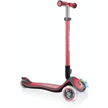 Globber Elite Deluxe Lights Red Scooter with LED Wheels for Kids