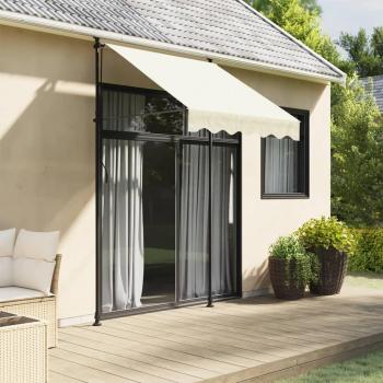 Toldo retráctil de tela y acero crema 150x150 cm Protección Rayos UV para Terraza Patio Exterior Jardín