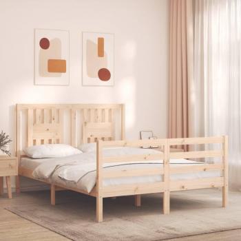 Estructura de cama con cabecero de madera maciza 140x190 cm Vidaxl Marrón