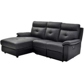 Sofá rinconera izquierda relax de piel negro Vineta