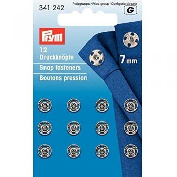 Botones de presión a coser PRYM, 7 mm, plateados, 12 unidades