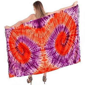 Vestido Pareo de Rayón Teñido Anudado Naranja para Playa La Leela