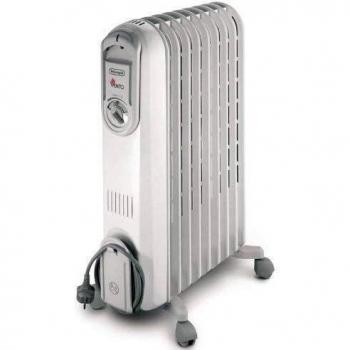 Delonghi Vento V550920 Radiador De Aceite, 2000 W, 3 Velocidades, Acero Inoxidable, Gris/Blanco