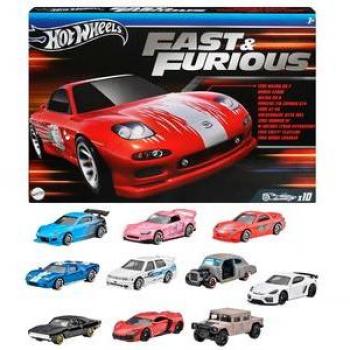 Hot Wheels - Pack de 10 Coches Juguete Rápidos y Furiosos