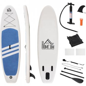 HOMCOM Tabla de Paddle Surf Hinchable 305x80x15 cm con Remo Ajustable de Aluminio, Cubierta Antideslizante y Accesorios, Carga Máxima 120