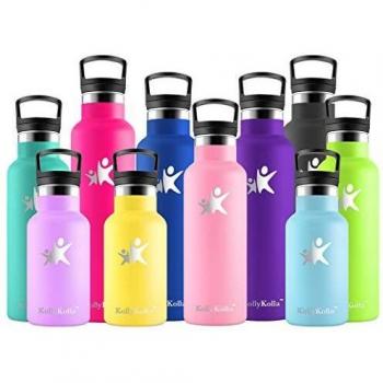 KollyKolla Botella de Agua Acero Inoxidable, Termo Sin BPA Ecológica Reutilizable, Botella Termica con Pajita y Filtro, Water Bottle para Niños & Adultos, Deporte, Oficina, Yoga,