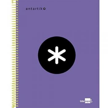 Liderpapel Cuaderno Espiral A5 Micro Antartik Tapa Forrada 120H 100 Gr Cuadro 5Mm 5 Bandas 6 Taladros Color Violeta