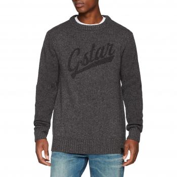 G-STAR RAW Core Logo R Knit L\s suéter, Gris