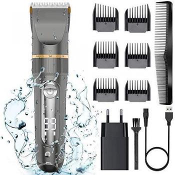 Maquina Cortar Pelo, Moevert Impermeable IPX6 Cortapelos Hombre Profesional Eléctrica Cortadora de Cabello con Pantalla LCD Ajustable 6 Peines Recargable Recortadora de Pelos para Hombres Adultos Niño