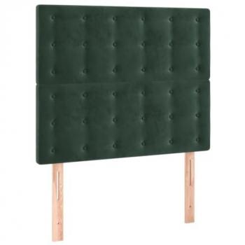 Cabecero con luces LED terciopelo verde oscuro 100x5x118/128 cm