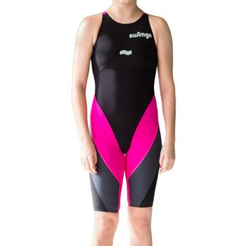 Swimgo Triton I Bañador de Competición, Negro / Gris / Rosa, Talla: 3XL-38