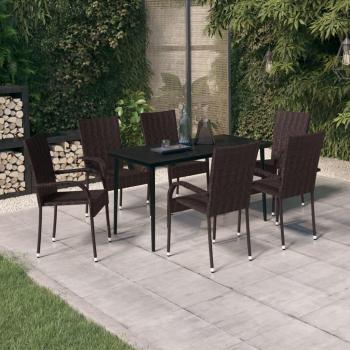 vidaXL 7-Piece Brown and Black Garden Dining Set