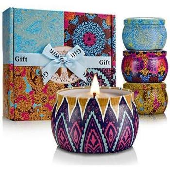 YINUO LIGHT Velas Perfumadas de Regalo, Regalos Originales para Mujer, 100% de Cera de Soja Velas Perfumadas de Lata de Viaje para Aliviar el Estrés, Cumpleaños, Día de San Valentín, Día de La Madre