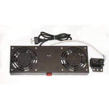 Kit de 2 Ventiladores con Termostato para Armarios Rack a Muro - Color Negro