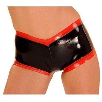 Anita Berg - knappe látex Hot Pants/Pantalones Cortos transparente-rojo xxx-large