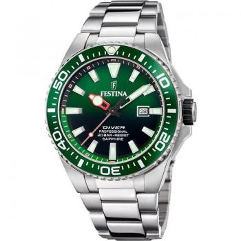 Reloj Festina The Originals F20663/2 para Hombre, Analógico, Correa de Acero Inoxidable 316L, Color Verde
