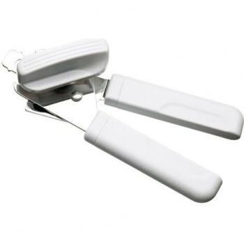 Abrelatas Multifunción de Acero Inoxidable con Extractor de Tapas Integrado, 18cm, Blanco/Plateado