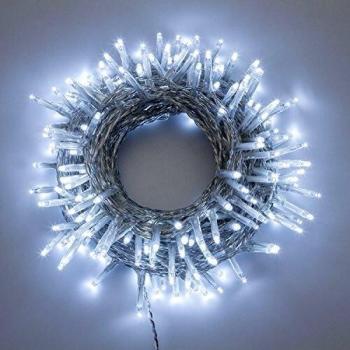 Cadena de luces LED 180 Mini LEDs blancos fríos, 13,1 metros, con controlador de memoria y 8 modos de luz