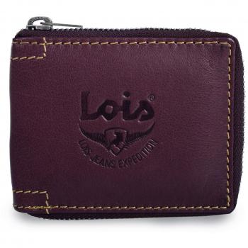 LOIS - 28339 BILLETERO DE PIEL CON CREMALLERA TEXAS, Color Marron oscuro