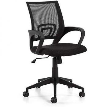 Kave Home - Silla de Escritorio Rail Negra con reposabrazos y Ruedas