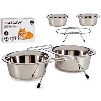 Comedero para Mascotas Doble Acero Inoxidable Plateado