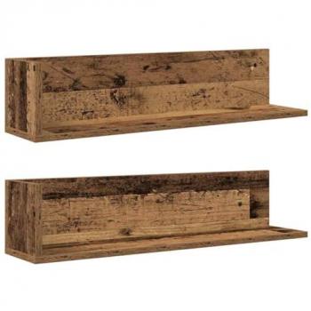 Estantes de Pared 2 uds Madera Envejecida 75x16,5x16,5 cm, Estantería Flotante de Madera Compensada