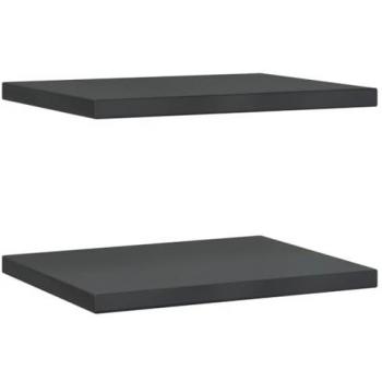 Estantes de pared 2 uds acero inoxidable 50x40x3 cm plateado y negro, mueble de almacenaje estantería para oficina, estudio, dormitorio, estantería/librería/mueble de almacenamiento
