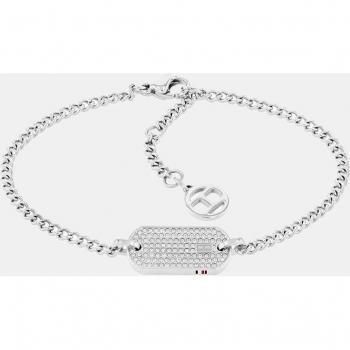 Pulsera de Acero Inoxidable Tommy Hilfiger con ID Tag y Cristales para Dama