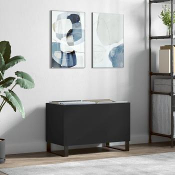 Mueble para discos de madera contrachapada negro 74,5x38x48 cm