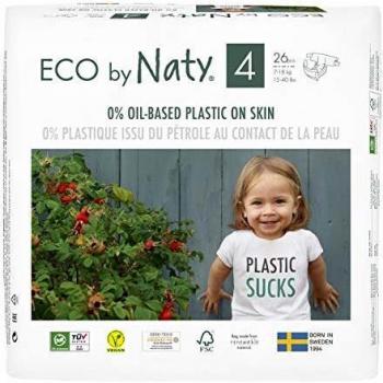 Pañal Ecológico Naty Talla 4 (7-18 kg) - 26 Unidades, Sin Plástico en Contacto con la Piel