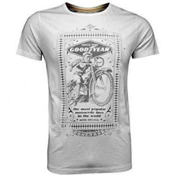 Goodyear Camiseta de Motorcycle, Cuello Redondo, Manga Corta, Hombre, Color Blanco Crudo, tamaño XXX-Large