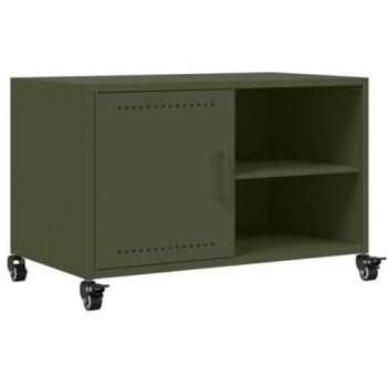 Mueble de TV de acero laminado en frío verde oliva 68x39x43,5 cm Vidaxl