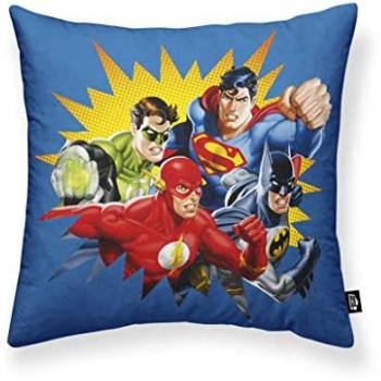 Funda de cojín 100% algodón 45x45cm modelo Justice League B, suave, multicolor, varios tamaños