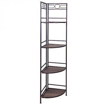 Estantería Rinconera Alexandra House Living Negro Dorado Metal Madera MDF 36 x 165 x 50 cm
