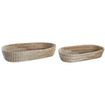 Bandeja decoración set 2 seagrass 43x22x8 amarillo