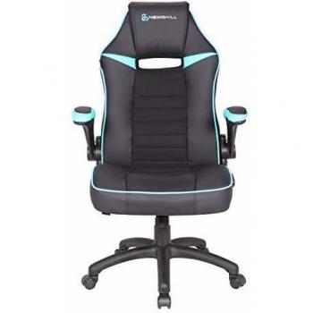 Newskill Nayuki, Silla Gaming Profesional con Respaldo 2.5D, Reposabrazos Alcochado y Ajustable, Respaldo con Mecanismo de Balanceo, Pistón Gas Clase 4 hasta 150 kg, Cuero PU y Tela, Color Azul
